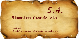 Simonics Atanázia névjegykártya